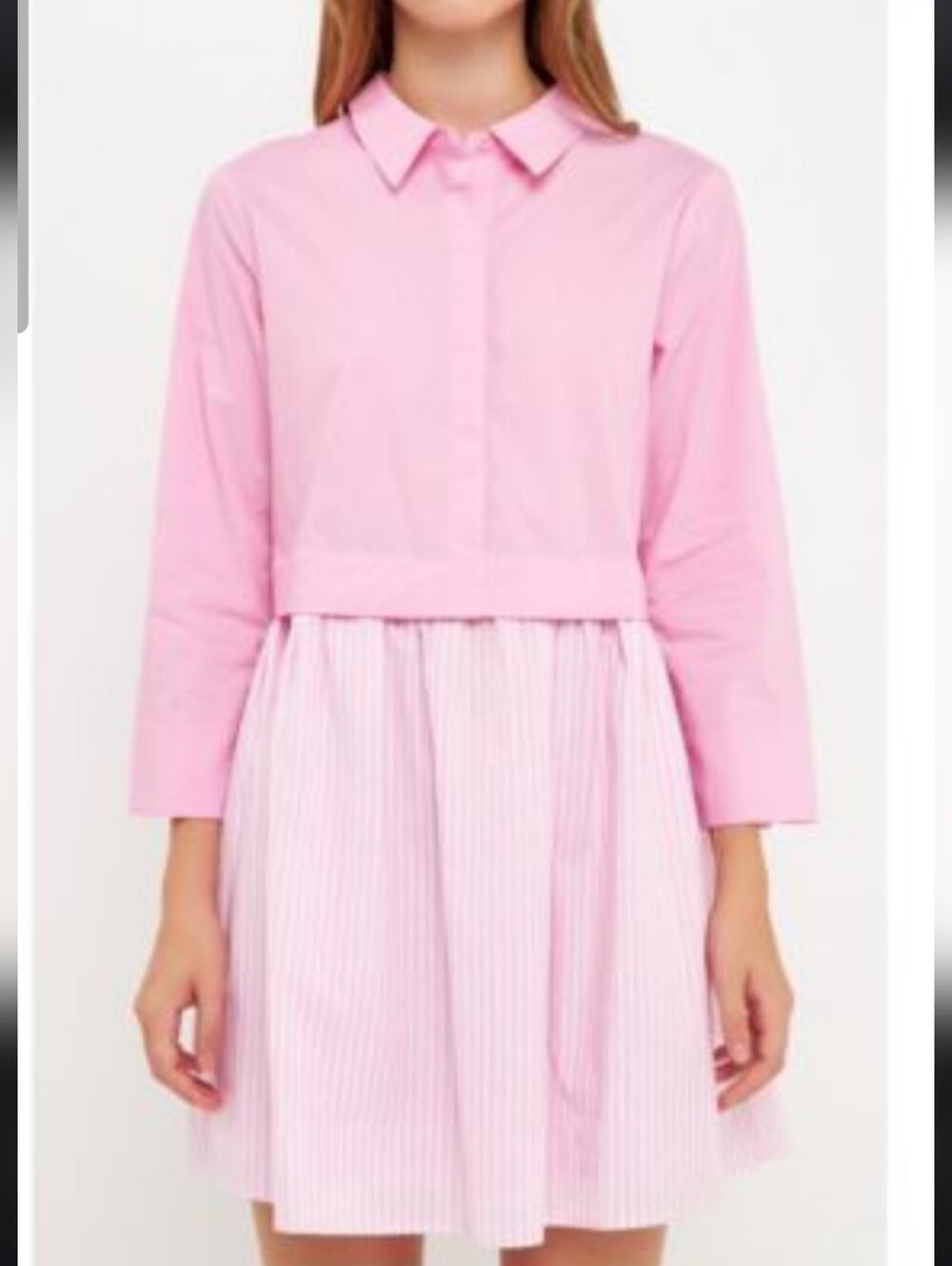 English Factory Pink White Striped Dress S